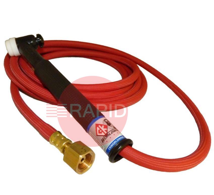 CK-CK1712RSFRG  CK17 Gas Cooled TIG Torch With 1pc 4m Superflex Cable  3/8 BSP, 150 Amp @ 100% Duty Cycle