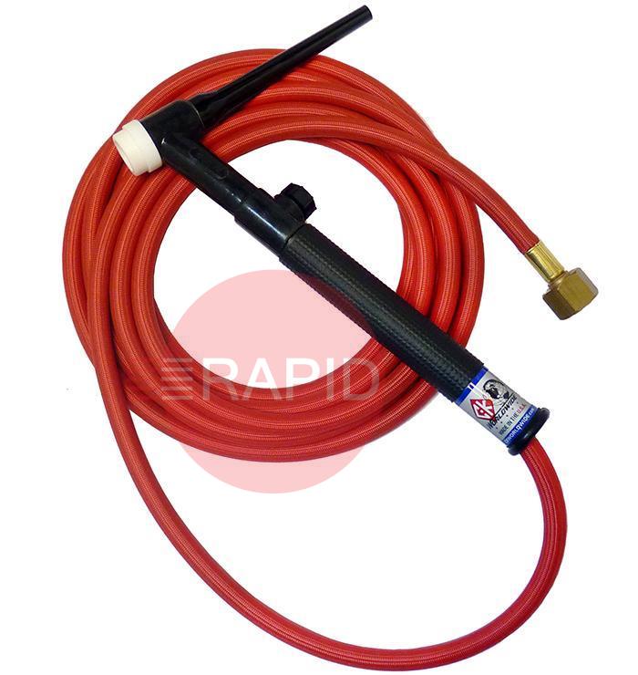 CK-CK17V12RSFRG  CK17V Gas Cooled TIG Torch With 1pc 4m Superflex Cable & Gas Valve 3/8 BSP, 150 Amp @ 100% Duty Cycle