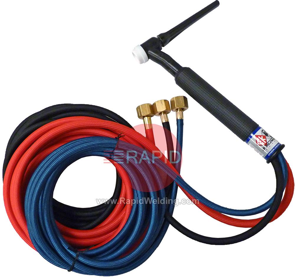 CK-CK1825SFFX  CK18 3 Series Water Cooled TIG Torch with 8M Superflex Cables & 3/8 BSP Connections, Flex Head.