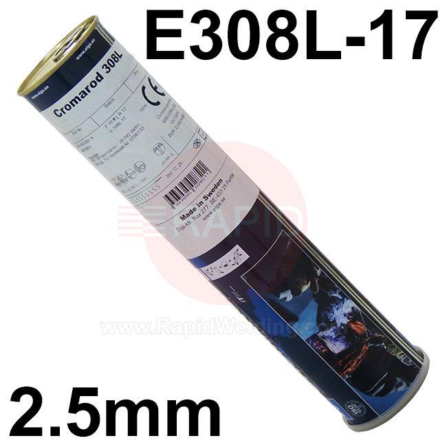 E308LP25  Elga Cromarod 308LP Stainless Steel Electrodes, 2.5mm Diameter x 300mm Long 3.0kg Tin (188 Rods)