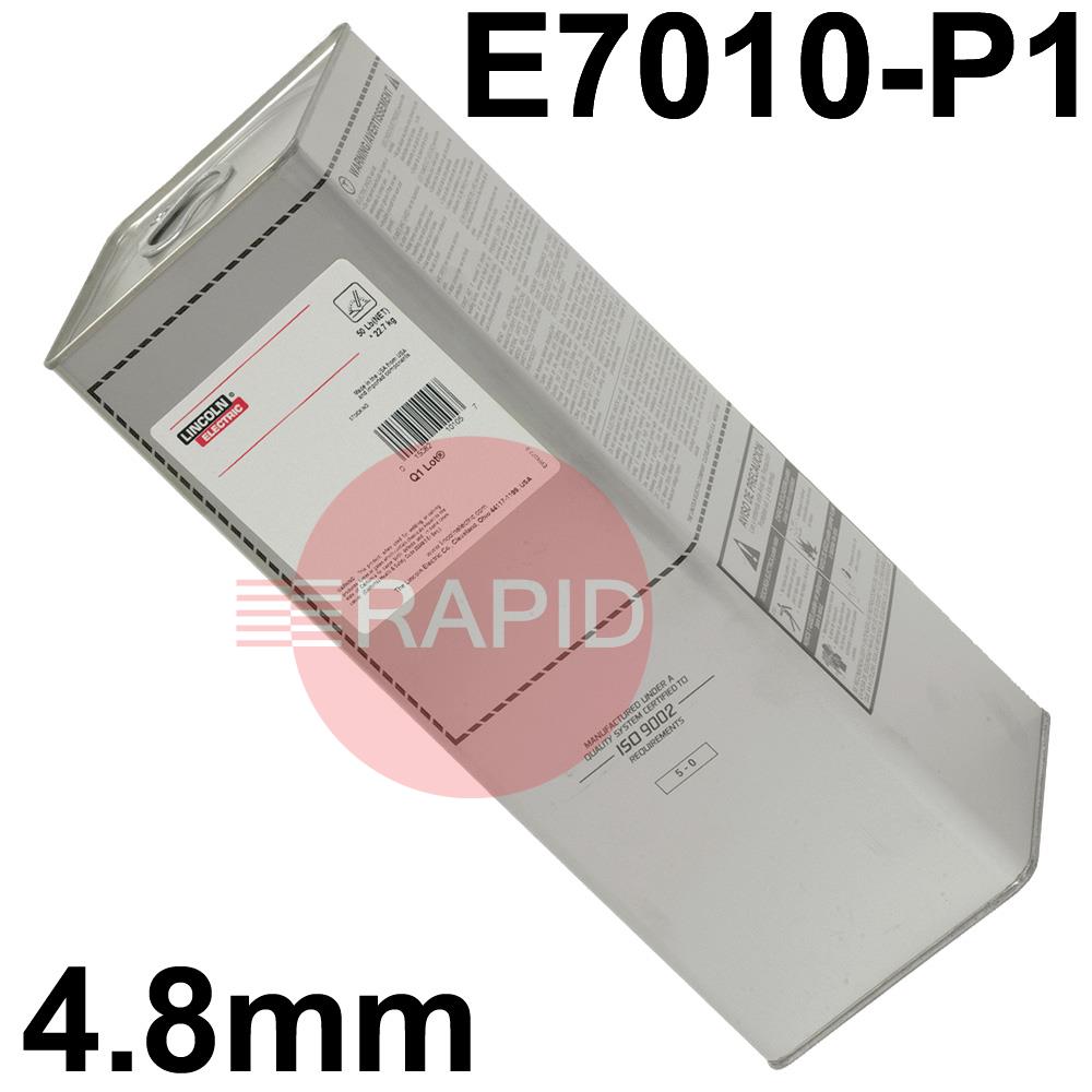 ED029509  Lincoln Shield Arc HYP+ Cellulosic Electrodes 4.8mm Diameter x 350mm Long. 22.7kg Easy Open Can. E7010-P1