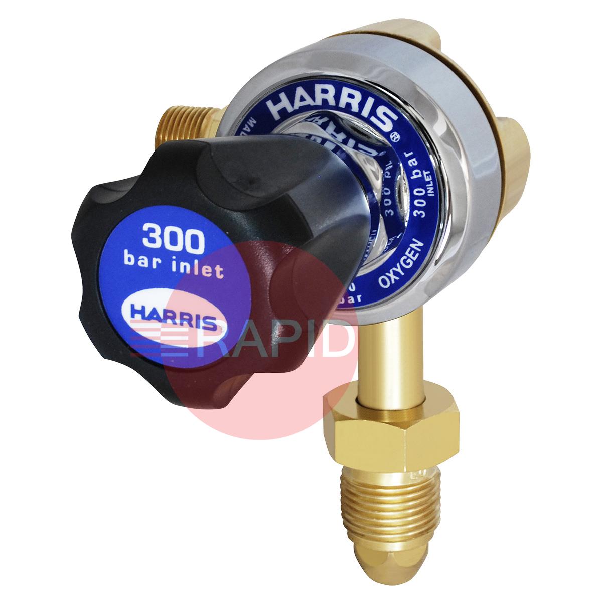 H1002  Harris 918 Oxygen Regulator Single Stage Gaugeless 10.0 bar, 5/8 BSP RH Cylinder Connection, 3/8 BSP Outlet, UK Fitting Only