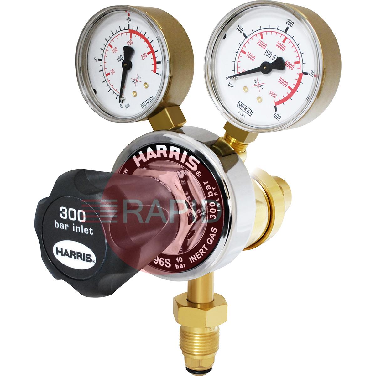 H1054  Harris Inert Gas 996 Two Stage Two Gauge Regulator 15.0 bar, 5/8 BSP RH Cylinder Connection, 3/8 BSP Outlet, UK Fitting Only