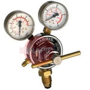 H1385  Harris 925 Inert Gas Regulator 10 Bar, Single Stage Two Gauge Heavy Duty 300 Bar Inlet, with Flair Nipple Outlet