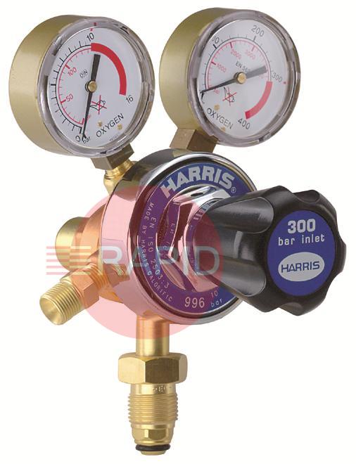 Harris996  Harris Oxygen 996 Two Stage Two Gauge Regulator, 5/8 BSP RH Cylinder Connection 3/8 BSP Outlet, UK Fitting Only