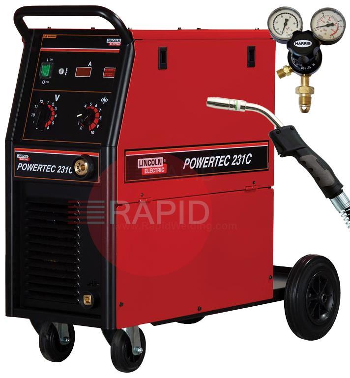 K14046-1P  Lincoln Powertec 231C MIG Welder Ready to Weld Package - 230v, 1ph