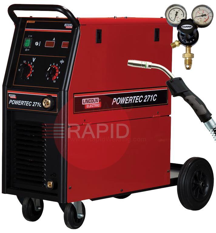 K14047-1P  Lincoln Powertec 271C MIG Welder Ready to Weld Package - 230v, 1ph