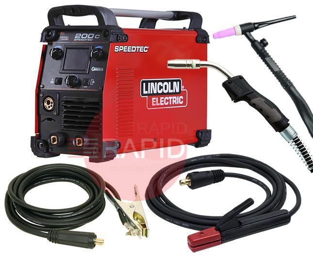 K14099-1MP  Lincoln Speedtec 200C, 5 in 1 Multi-Process MIG / TIG & Arc Welder, with Arc Leads, MIG & TIG Torches, 230v, 1ph