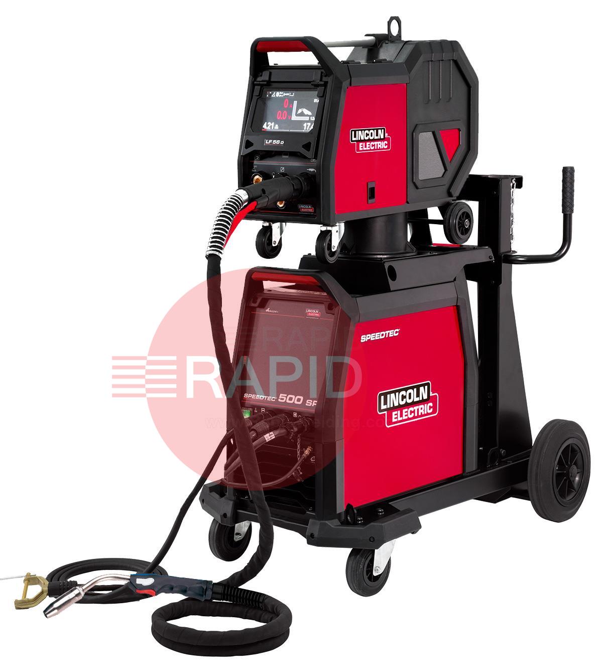 K14259-56-1AP  Lincoln Speedtec 500SP Air Cooled Mig Welder Package, with LF-56D Wire Feeder, Ready to Weld, 400v