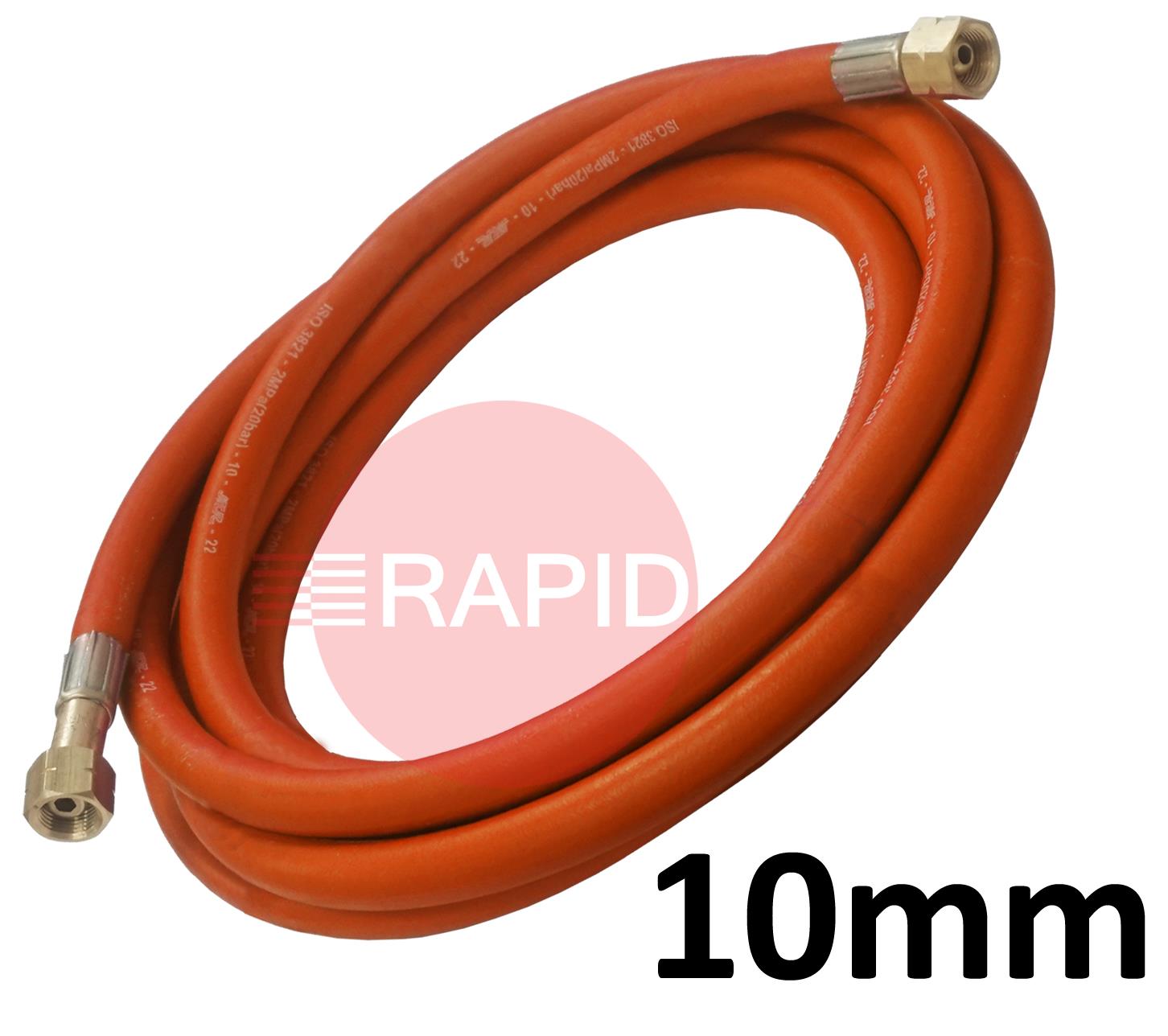 PROHOSE10MM  Fitted Propane Hose. 10mm Bore. G3/8 Check Valve & G3/8 Regulator Connection