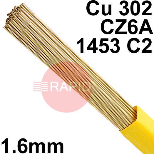 RO011601  SIF SIFBRONZE No 1 1.6mm Tig Wire, 1.0kg Pack - EN 1044: CU 302, BS: 1845: CZ6A 1453 C2