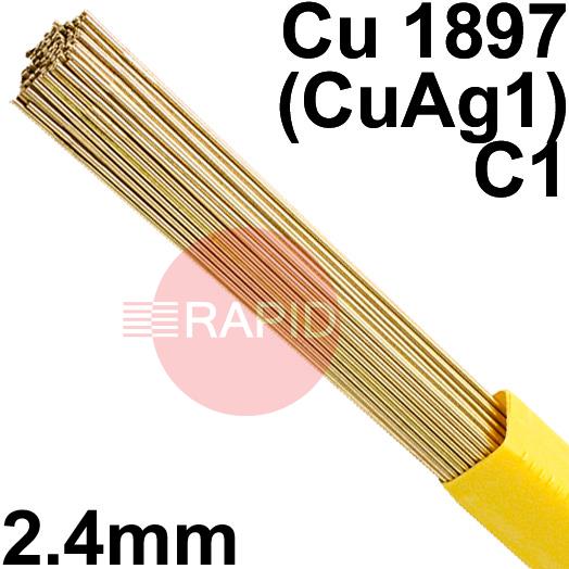 RO072401  SIFSILCOPPER No 7 2.4mm Tig Wire, 1.0kg Pkt - EN 14640: Cu 1897 (CuAg1), BS: 1453: C1