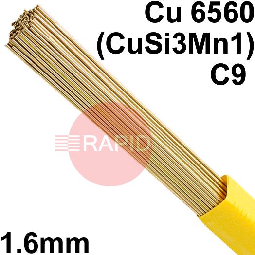 RO9616XX  SIFSILCOPPER No 968 Copper Tig Wire, 1.6mm Diameter x 1000mm Cut Lengths - EN 14640: Cu 6560 (CuSi3Mn1), BS: 2901: C9