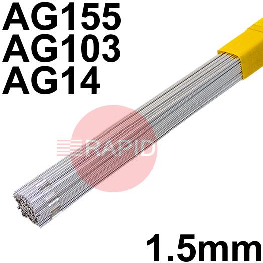 RR431501  SIF SILVERCOTE No 43, 1.5mm TIG Wire, 1Kg Pack - EN ISO 17672: AG 155, EN 1044: AG 103, BS 1845: AG 14