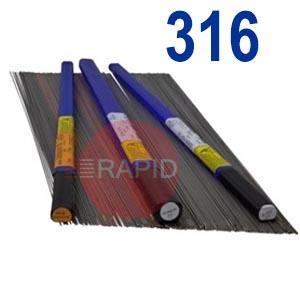 T316S92  Metrode 316S92 Stainless Steel TIG Wire, 1000mm Cut Lengths, AWS A5.9 ER316L, 5Kg Pack