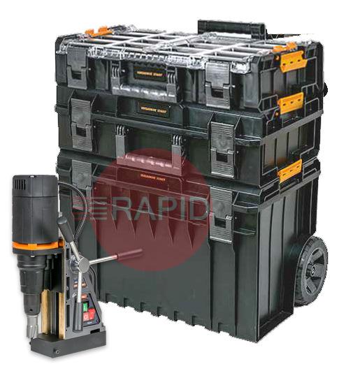 V35INSTALLCART-110  HMT VersaDrive STAKIT V35 Magnet Drill Installation Site Kit, with Base 200 Tool Case, 110v