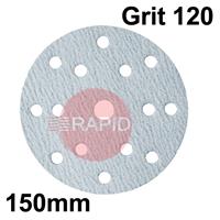 091086 SAITAC D-VEL 6S Hook & Loop Ceramic Velcro Disc 150mm Diameter, 120 Grit, 15 Hole