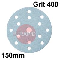 091093 SAITAC D-VEL 6S Hook & Loop Ceramic Velcro Disc 150mm Diameter, 400 Grit, 15 Hole