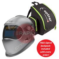 1006.900 Optrel Crystal 2.0 Silver Auto Darkening Welding Helmet, Shade 4 - 12