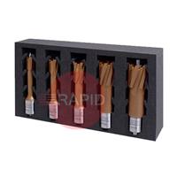 108070-SET2 HMT CarbideMax ULTRA 55 TCT Broach Cutter 5 Piece Set (18 - 26mm) & 2 Pilot Pins