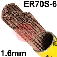 126416R150 ESAB OK Tigrod 12.64 1.6mm Steel TIG Wire, 5Kg Pack - AWS A5.18 ER70S-6