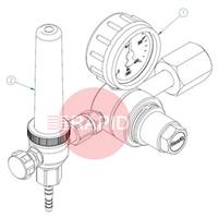 37101300 GasiQ TIGEX I Argon/Mix Regulator. 34Lpm. W21.8 x 1/14