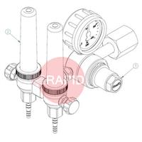 37101560 GasiQ TIGEX II Argon/Mix Regulator. 34Lpm. G3/4