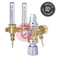 37394000 GasiQ Optimator II 300 Bar Argon/Mix Gas Saver Side Entry Regulator. 34Lpm. NEVOC Cylinder Connection. G3/8
