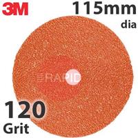 3M-89742 3M 787C Slotted Fibre Disc, 115mm (4.5 inch) dia, 120+ Grit, Box of 25