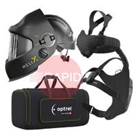 4600.140 Optrel Helix 2.5 Welding Helmet with Hard Hat & Swiss Air PAPR Air Fed Halfmask System, Ready To Weld Package