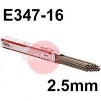533255-1 Lincoln Arosta 347, 2.5mm Stainless Steel Electrodes, 350mm Long. 12Kg Carton (6 x 95 Rods). E347-16