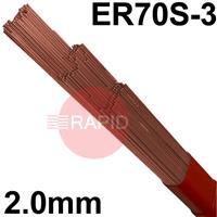 582789 Lincoln LNT 25 Steel Tig Wire, 2.0mm Diameter x 1000mm Cut Lengths - AWS A5.18 ER70S-3. 5.0kg Pack