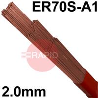 604269 Lincoln LNT 12 Steel Tig Wire, 2.0mm Diameter x 1000mm Cut Lengths - AWS A5.28 ER70S-A1. 5.0kg Pack