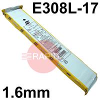 61301620L0 Esab OK 61.30 Stainless Steel Electrodes 1.6mm Diameter x 300mm Long. 0.6kg Vacpac (77 Rods). E308L-17