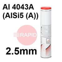 800593 Lincoln AlSi5 Aluminium Electrodes 2.5mm Diameter x 350mm Long. 2.0kg 152 Rod Tin. Al 4043A (AlSi5(A))