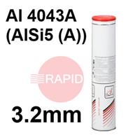 800609 Lincoln AlSi5 Aluminium Electrodes 3.2mm Diameter x 350mm Long. 8.0kg Carton. Al 4043A (AlSi5(A))