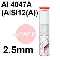 800623 Lincoln AlSi12 Aluminium Electrodes 2.5mm Diameter x 350mm Long. 2.0kg Pack (227 Rods). Al 4047A (AlSi12(A))