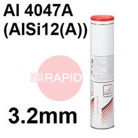 800630 Lincoln AlSi12 Aluminium Electrodes 3.2mm Diameter x 350mm Long. 2.0kg Pack (152 Rods). Al 4047A (AlSi12(A))