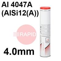 800647 Lincoln AlSi12 Aluminium Electrodes 4.0mm Diameter x 350mm Long. 2.0kg Pack (102 Rods). Al 4047A (AlSi12(A))