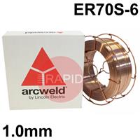 A1810LBW Lincoln Arcweld AS2 Copper Coated Steel A18 MIG Wire, 1.0mm Diameter x 15Kg Reel (Wire Basket), ER70S-6