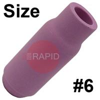 CK-3A6 Size 6 CK 3 Series Standard Alumina Gas Cup. 47mm Long x 10mm Bore.