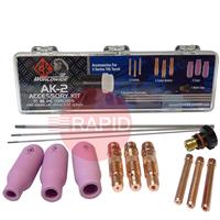 CK-AK2 CK TIG Torch Accessory Kit For CK17, CK150, CKC150, FL150 & Kemppi 160 (See Chart For Contents)