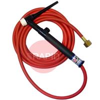 CK-CK17V25RSFRG CK17V Gas Cooled TIG Torch with 1pc 8m Superflex Cable & Gas Valve 3/8 BSP, 150 Amp @ 100% Duty Cycle