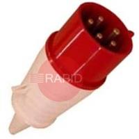 CON40016CS 4 Pin 400V 16A Mains Coupler (Cable Socket) (RED)