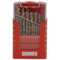 DORA087201 Dormer A087 A002 19pc 1-10mm x 0.5mm HSS Tin Coat Jobber Twist Drill Set