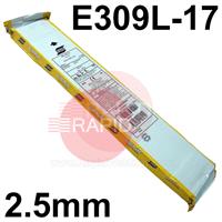 E309L25E ESAB 67.60 Stainless Electrodes 2.5mm Diameter x 3mm Long,  0.6Kg Vacpac (31 Rods), E309L-17