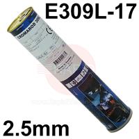 E309L25 Elga Cromarod 309L Stainless Steel Electrodes 2.5mm Diameter x 300mm Long. 2.5kg Tin (134 Rods). E309L-17