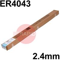 ED701958 Lincoln Superglaze 4043 Aluminium Tig Wire, 2.4mm Diameter x 1000mm Cut Lengths - AWS 5.10 ER4043. 5.0kg Pack
