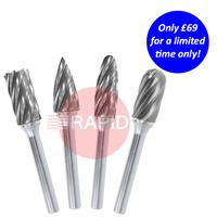 JS26-4022-SET2 HMT JS26 AliCut Tungsten Carbide Burr 4 Piece 6mm Set