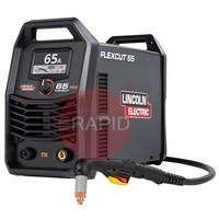 K14453-1 Lincoln FlexCut 65 Plasma Cutter with 7.5m FlexConnect Torch. Dual Voltage 230-400v, 3ph